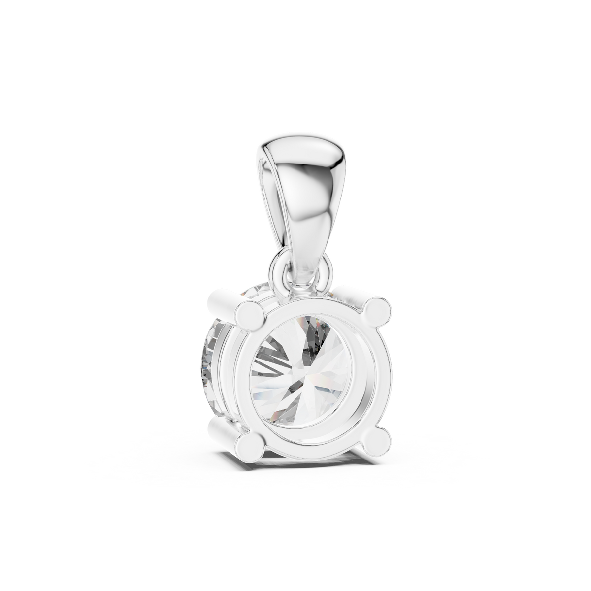 Single Round Lab Grown Diamond Solitaire Four Prong Charm Pendant - View 10