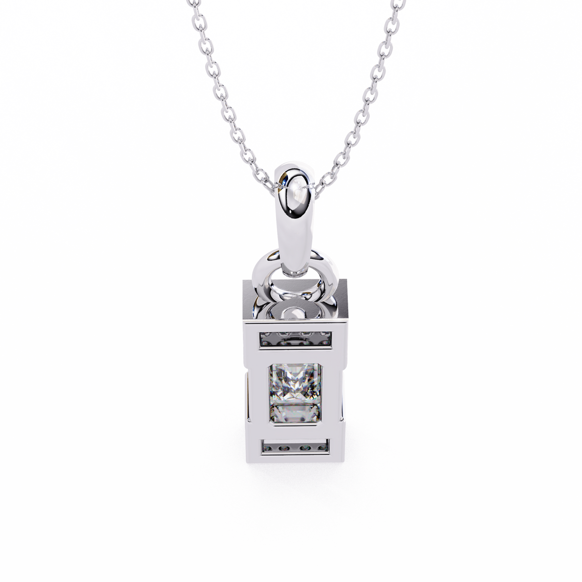 Emerald Cut Solitaire Pendant with Center Lab Grown Diamond - View 9
