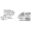 Modern Moissanite Diamond Stud Earrings Featuring Emerald Cut and Pear Cut Duo - View 4