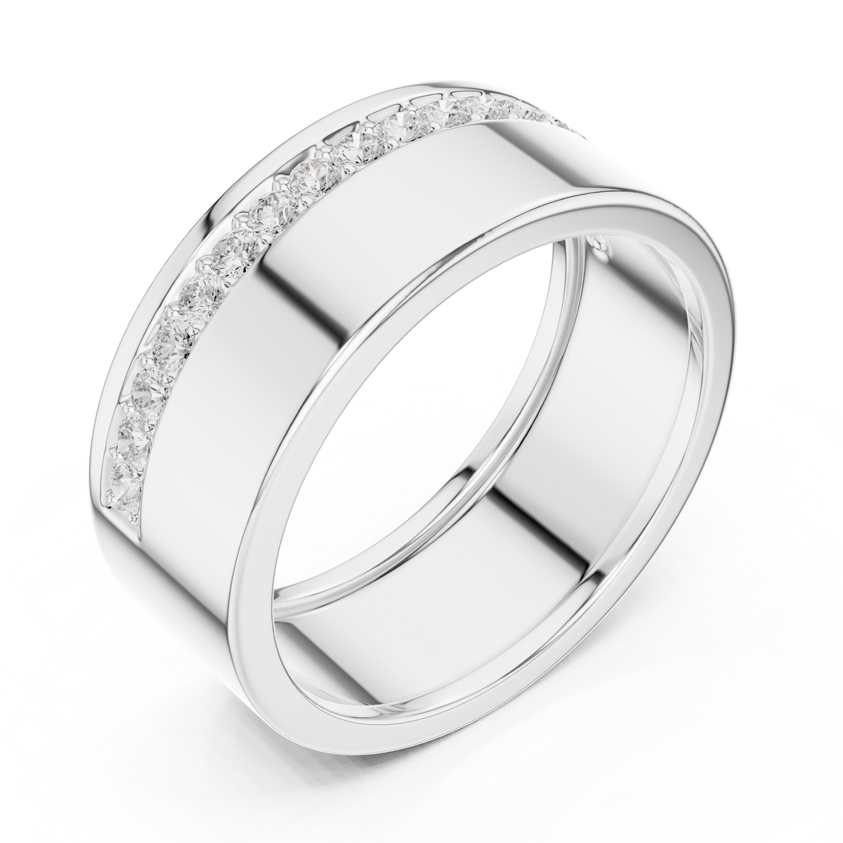Round Cut Lab Grown Diamond Men's Wide Channel Set Eternity Band - View 4