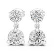Dual Brilliance Round Moissanite Diamond Drop Earrings with Graduated Two Stone Design - View 10