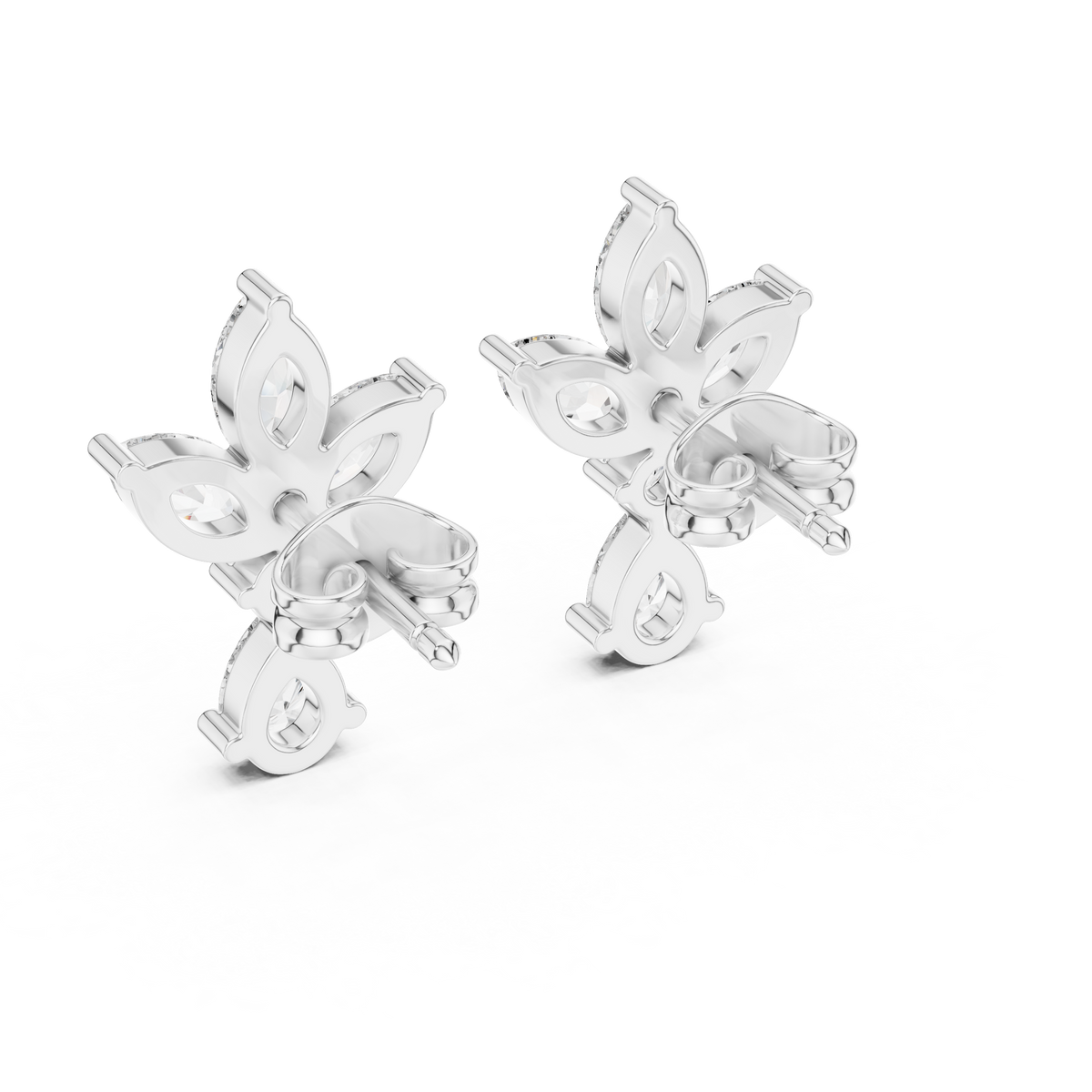 Marquise Butterfly Cluster Moissanite Diamond Drop Stud Earrings - View 7