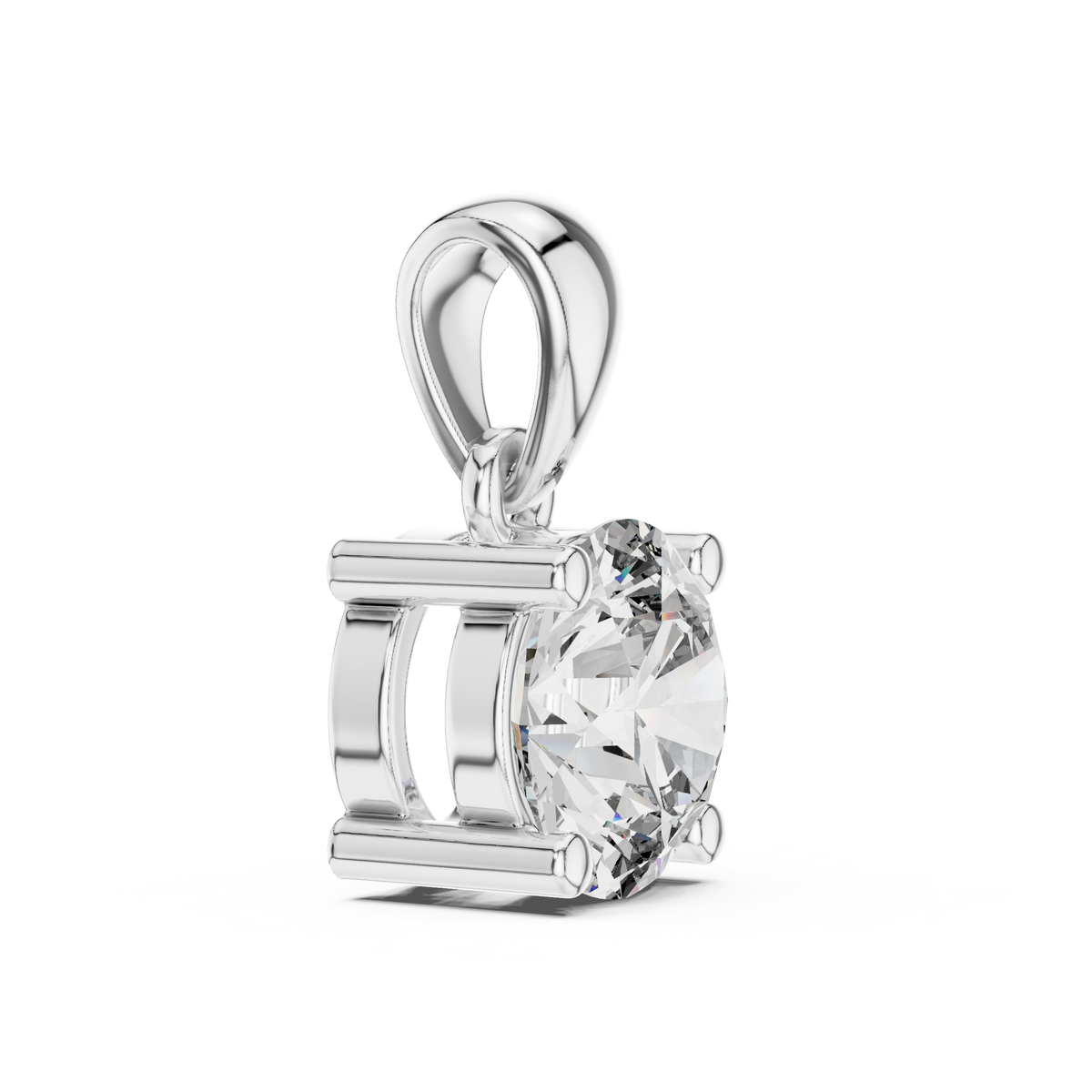 Single Round Lab Grown Diamond Solitaire Four Prong Charm Pendant - View 7