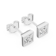 Princess Cut Lab Diamond Square Solitaire Stud Earrings with Bezel - View 7