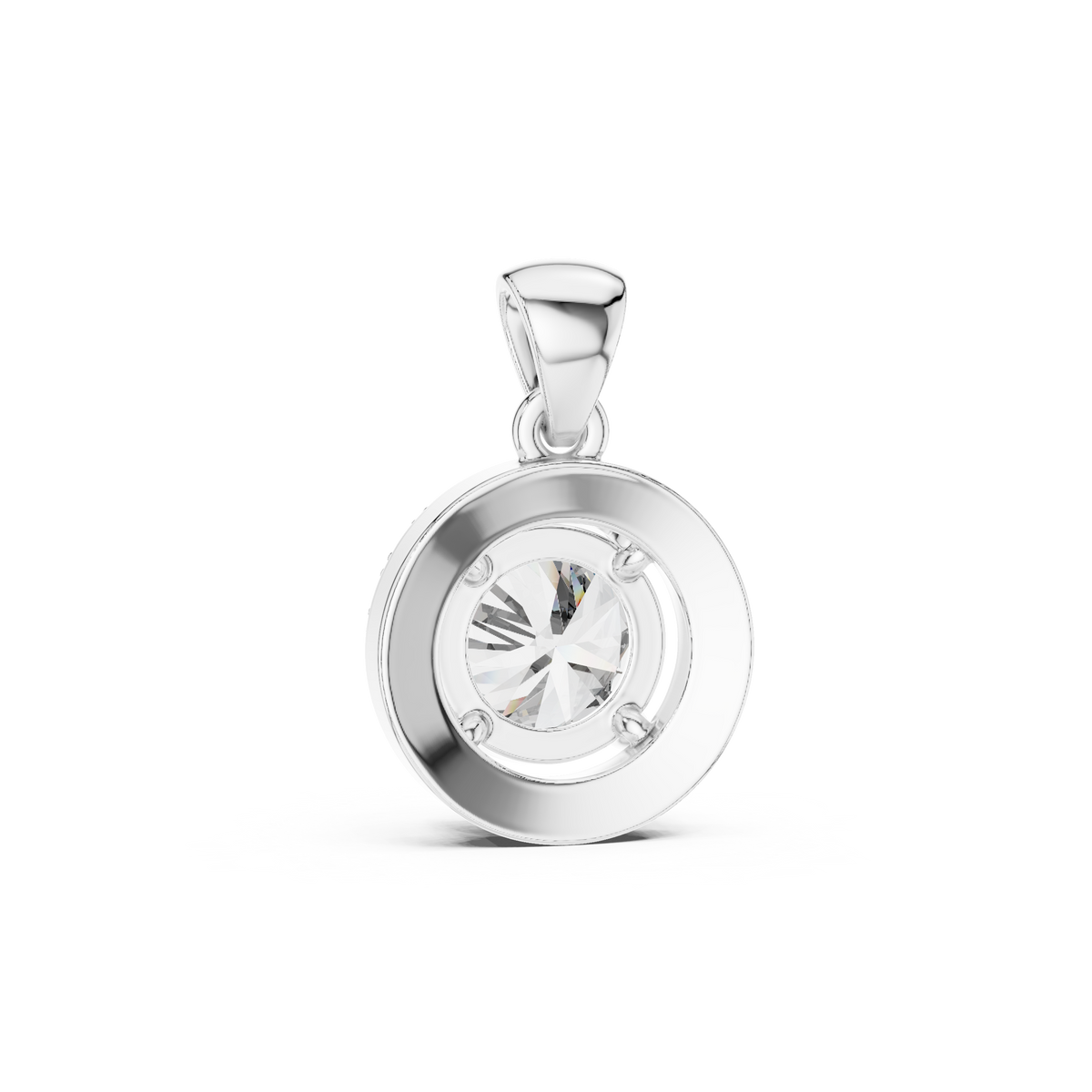 Round Cut Lab Grown Diamond Solitaire Halo Pendant - View 7
