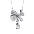 Ribbon Bow Pave Lab Grown Diamond Necklace With Pear Drop - View 9