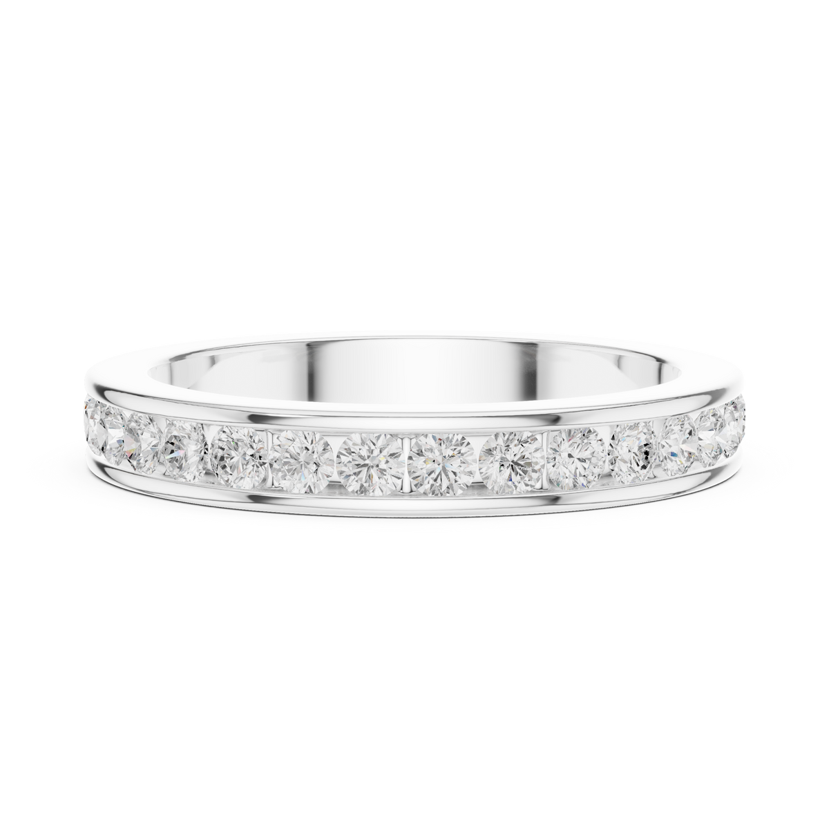 Round Cut Lab Grown Diamond Men's Single Row Channel Set Ring - View 10
