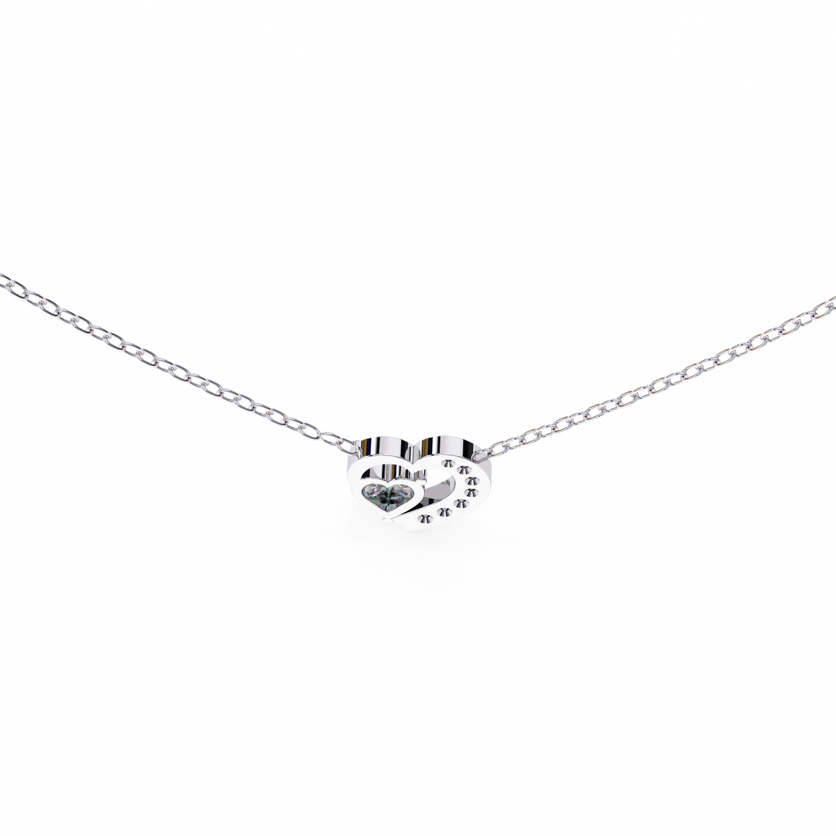Heart Lab Grown Diamond Solitaire Pendant with Open Asymmetrical Frame - View 7