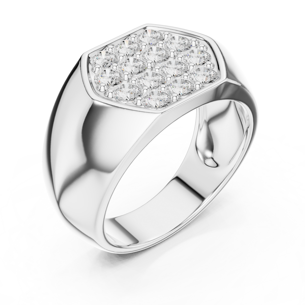 Round Cut Moissanite Diamond Men's Modern Geometric Cluster Wedding Band - View 4