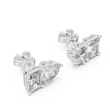 Dual Spark Heart & Emerald Cut Moissanite Diamond Stud Earrings - View 7