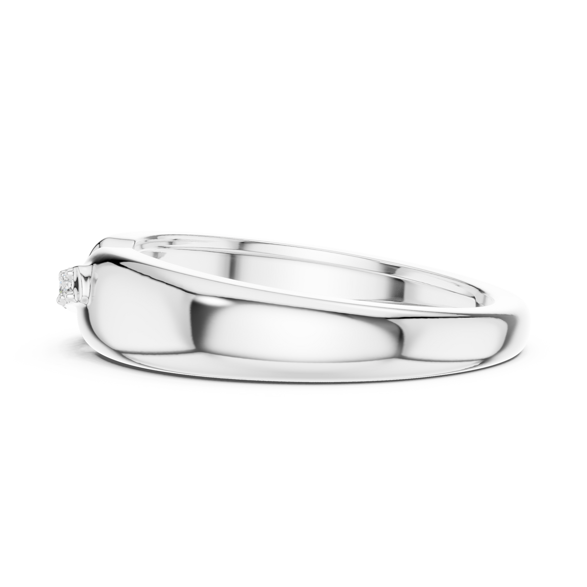 Round Cut Moissanite Diamond Men's Modern Split Shank Gold Band - View 10