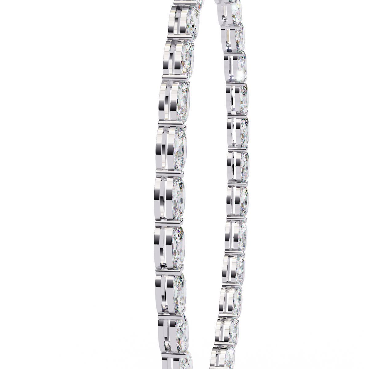 East West Oval Cut Lab Grown Diamond Tennis Necklace - View 9