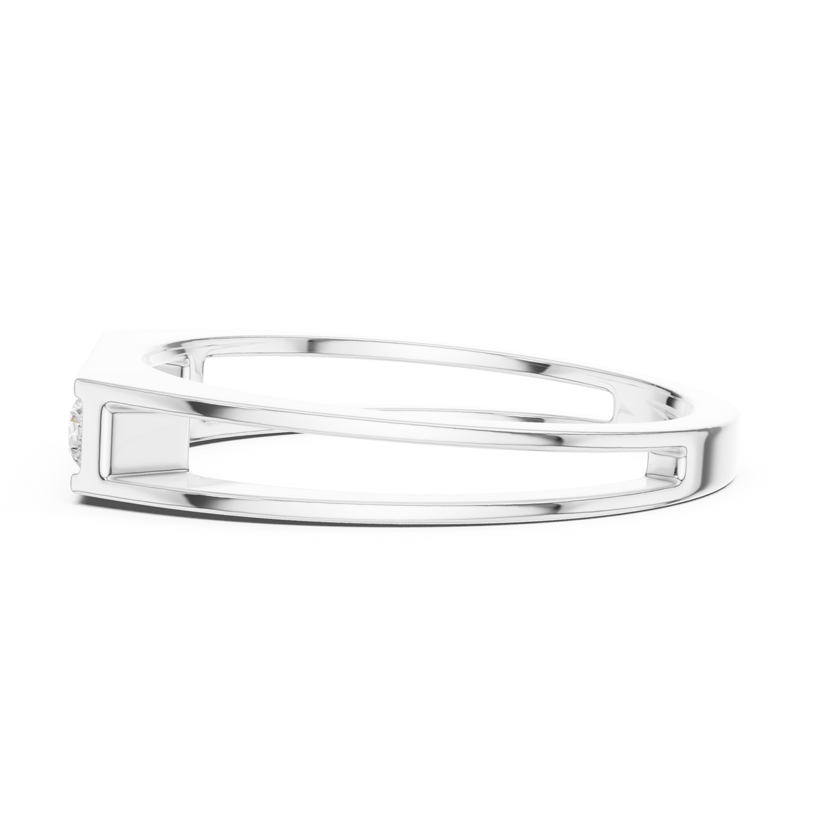 Round Cut Lab Grown Diamond Men's Five Stone Channel Set Wedding Band - View 10