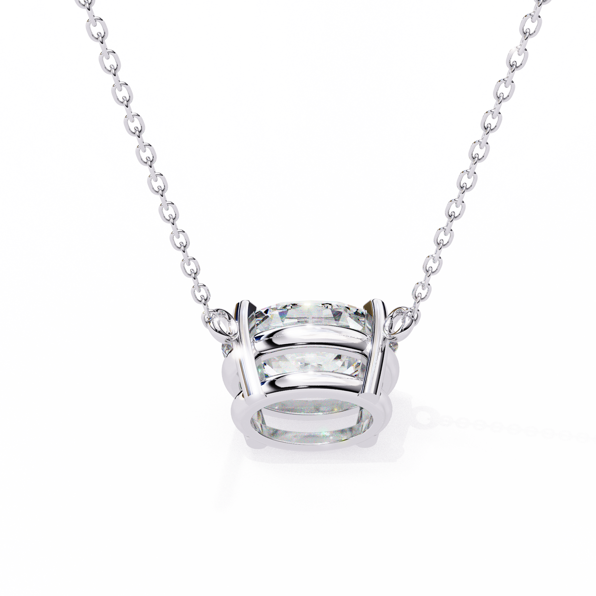 Oval Moissanite Diamond Solitaire Pendant with Four Prong Side Loops Pendant - View 10