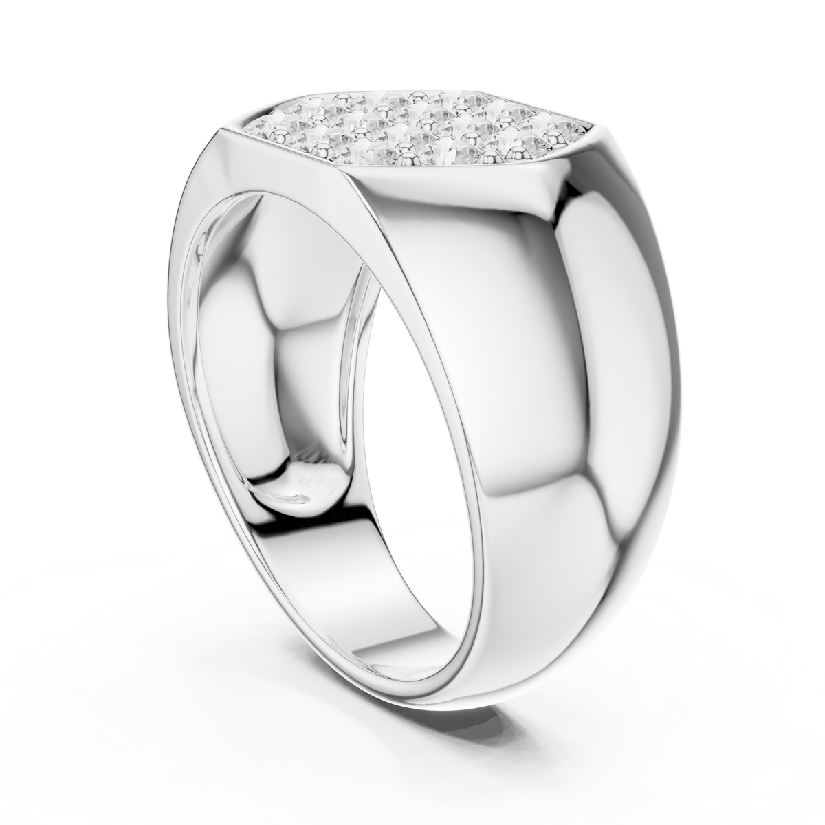 Round Cut Lab Grown Diamond Men's Modern Geometric Cluster Wedding Band - View 7