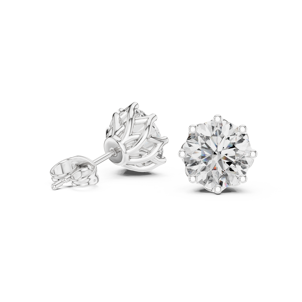 Eternal Spark Classic Solitaire Stud Earrings with Round Lab Diamond - View 7