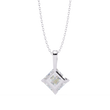 Contemporary Orientated Princess Moissanite Diamond V Prong Pendant - View 10