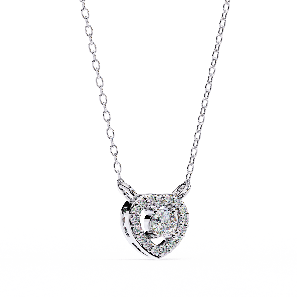 Heart Shape Halo Pendant with Round Moissanite Diamond - View 5