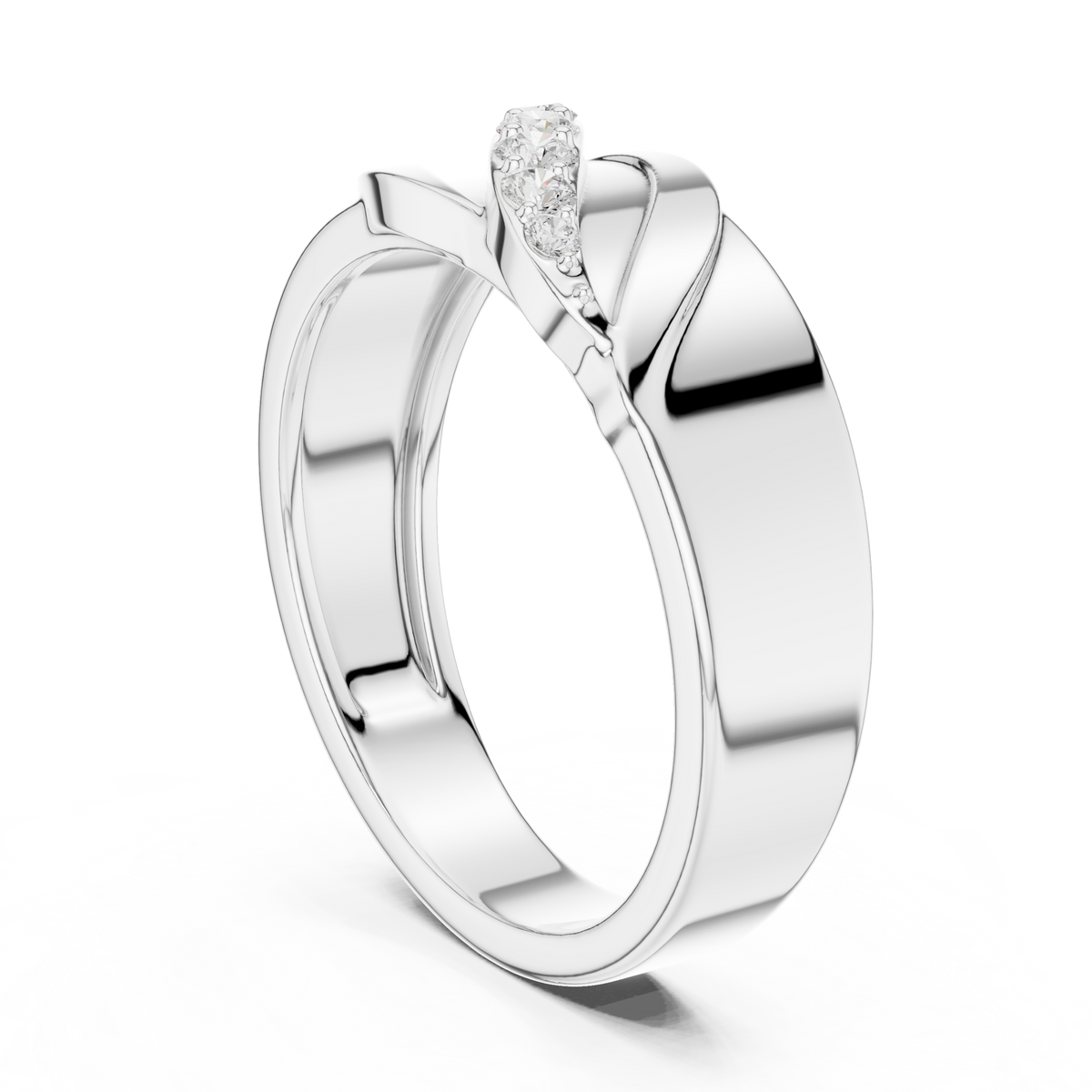 Round Cut Lab Grown Diamond Men's Modern Curved Accent Wedding Ring - View 7