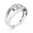 Emerald Cut Lab Grown Diamond Men's Architectural Bezel Statement Band - View 4