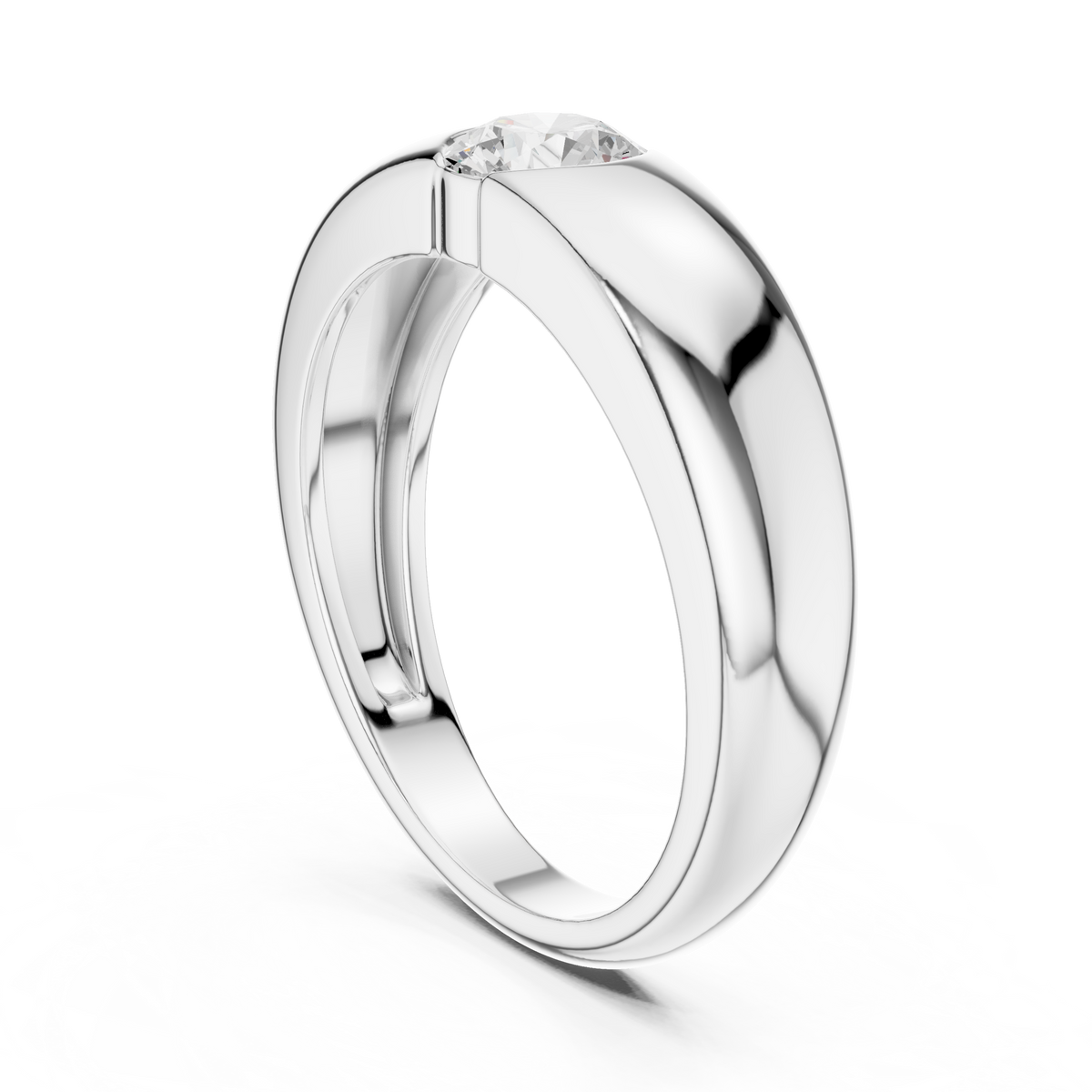 Round Cut Lab Grown Diamond Men's Heavy Gold Statement Ring - View 7