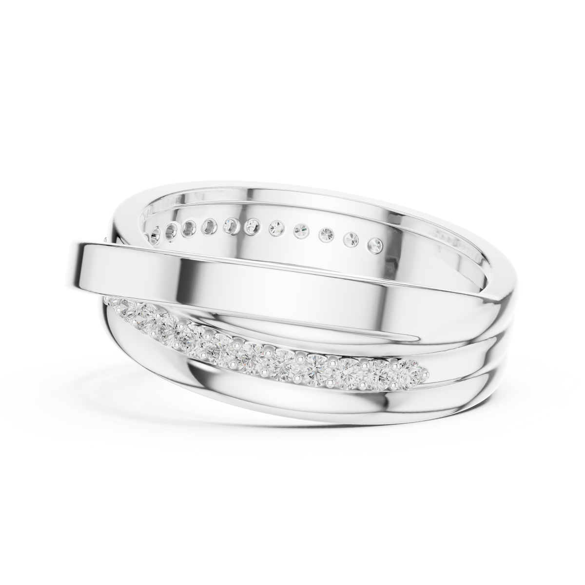 Round Cut Lab Grown Diamond Men's Multi Band Crossover Gold Ring - View 10
