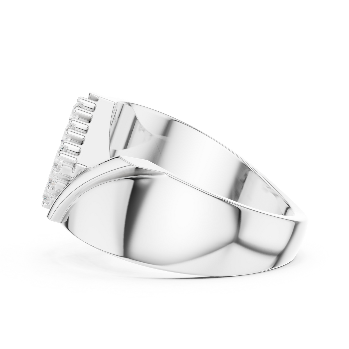 Round Cut Lab Grown Diamond Men's Unique Square Top Ring - View 10