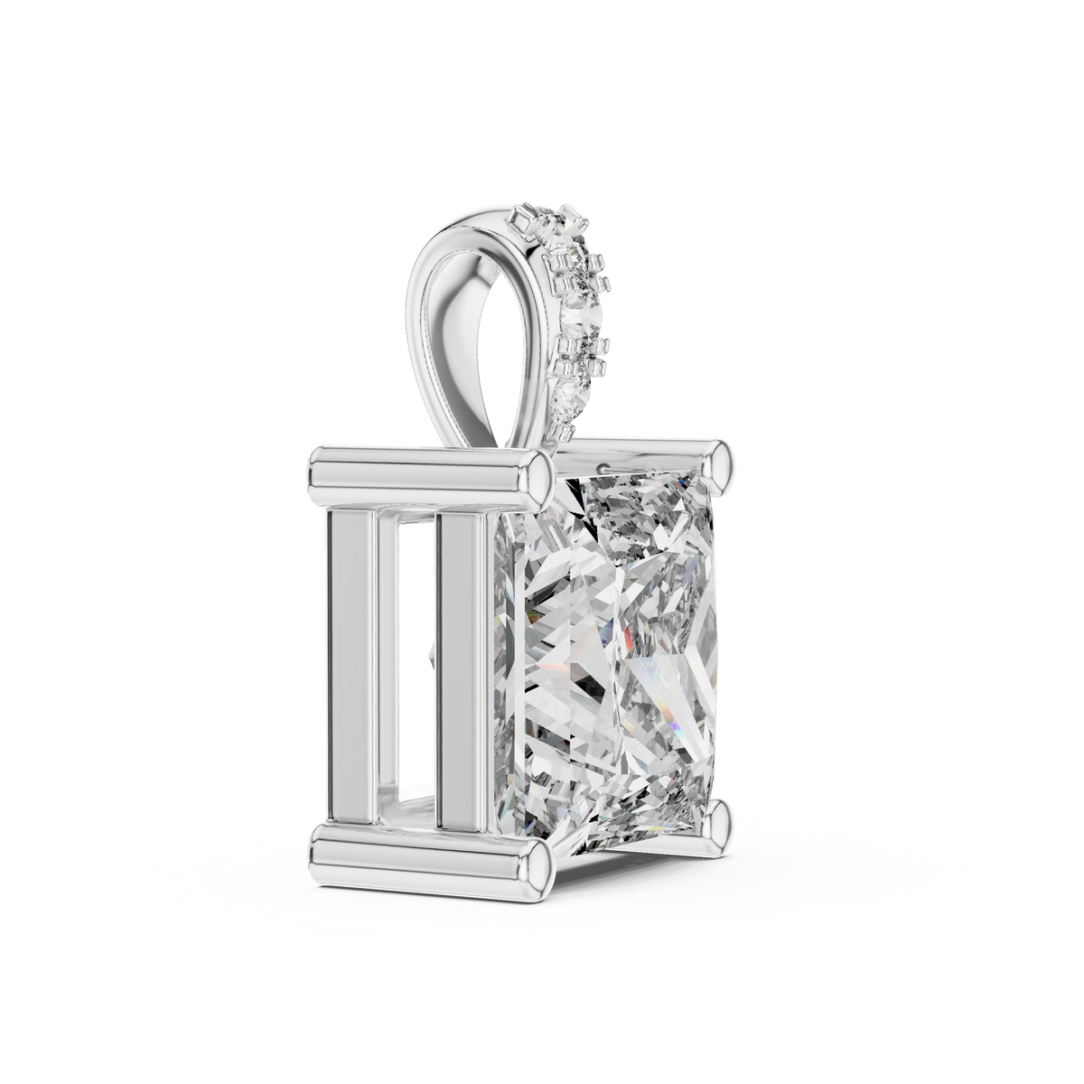 Princess Cut Lab Grown Diamond Solitaire Pendant - View 4