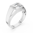 Emerald Cut Moissanite Diamond Men's Heavy Gold Solitaire Statement Ring - View 4