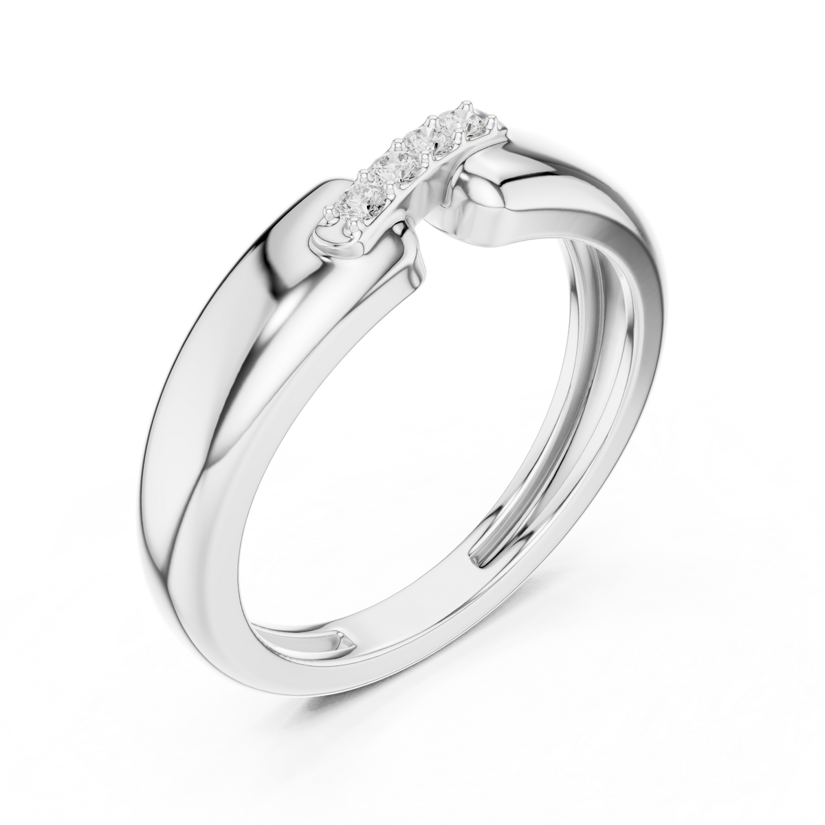 Round Cut Lab Grown Diamond Men's Modern Split Shank Gold Band - View 4