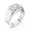 Round Cut Lab Grown Diamond Men's Side Channel Accent Gold Band - View 4