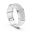 Round Cut Moissanite Diamond Men's Two Row Eternity Wedding Band - View 7