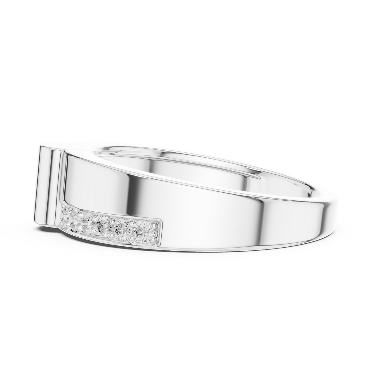Round Cut Lab Grown Diamond Men's Two Side Channel Set Gold Band - View 10