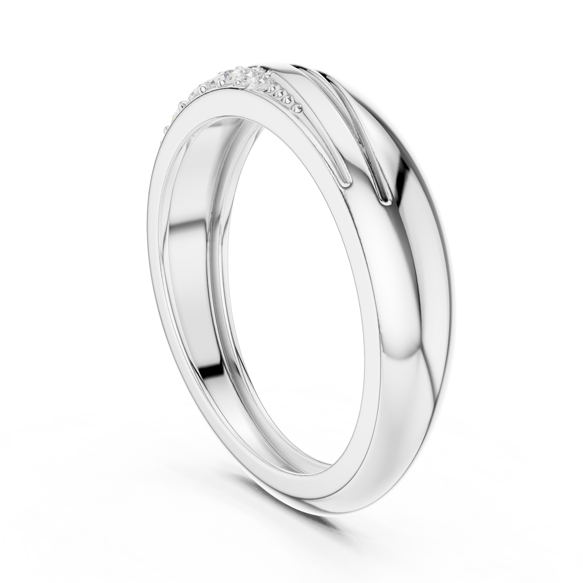Round Cut Moissanite Diamond Men's Single Row Channel Accent Gold Ring - View 7