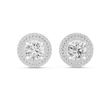 Radiant Aura Round Lab Diamond Stud Earrings with Double Halo Setting - View 9