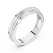 Round Cut Lab Grown Diamond Men's 3 Stone Off Center Accent Band - View 4