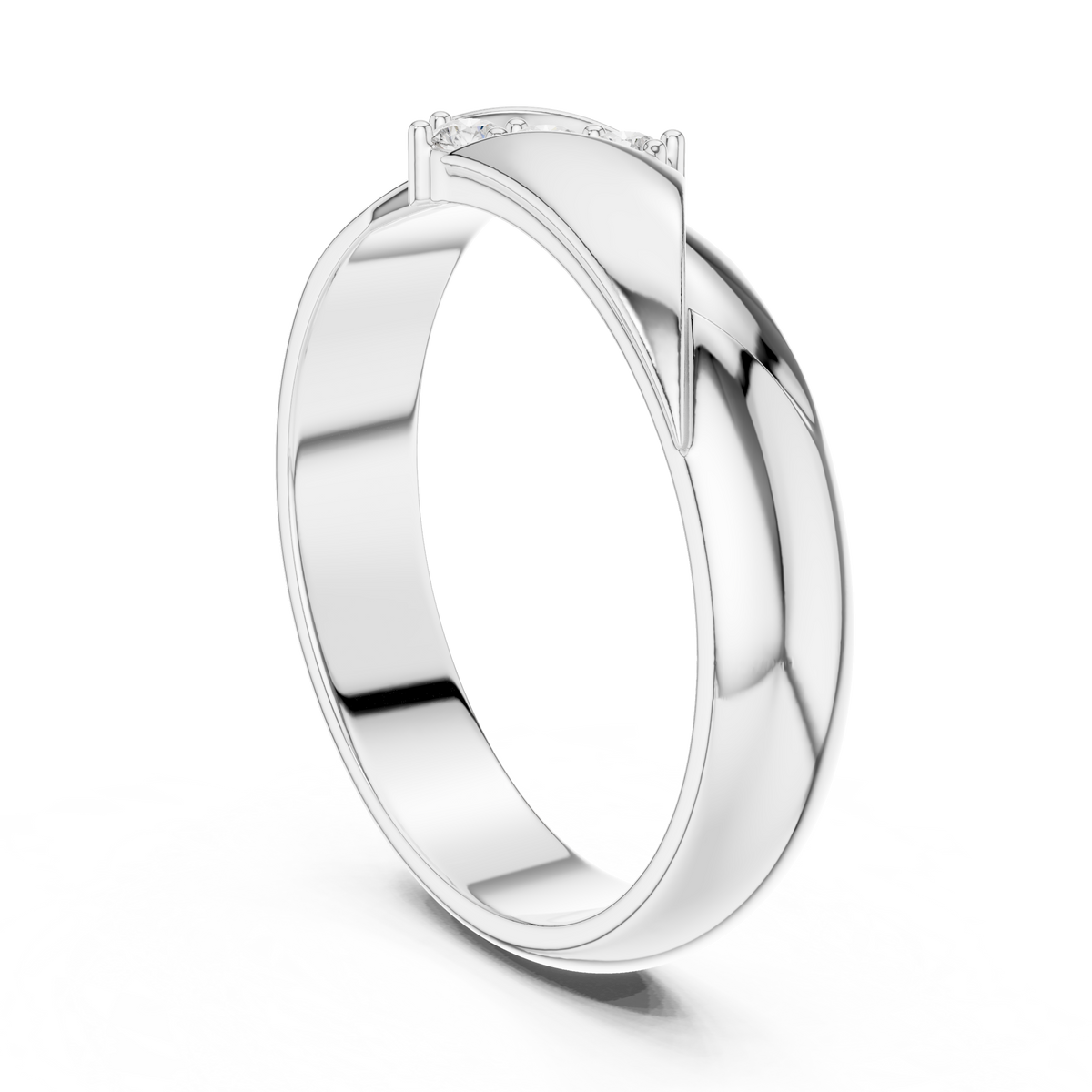 Round Cut Lab Grown Diamond Men's Three Stone Diagonal Wedding Band - View 7