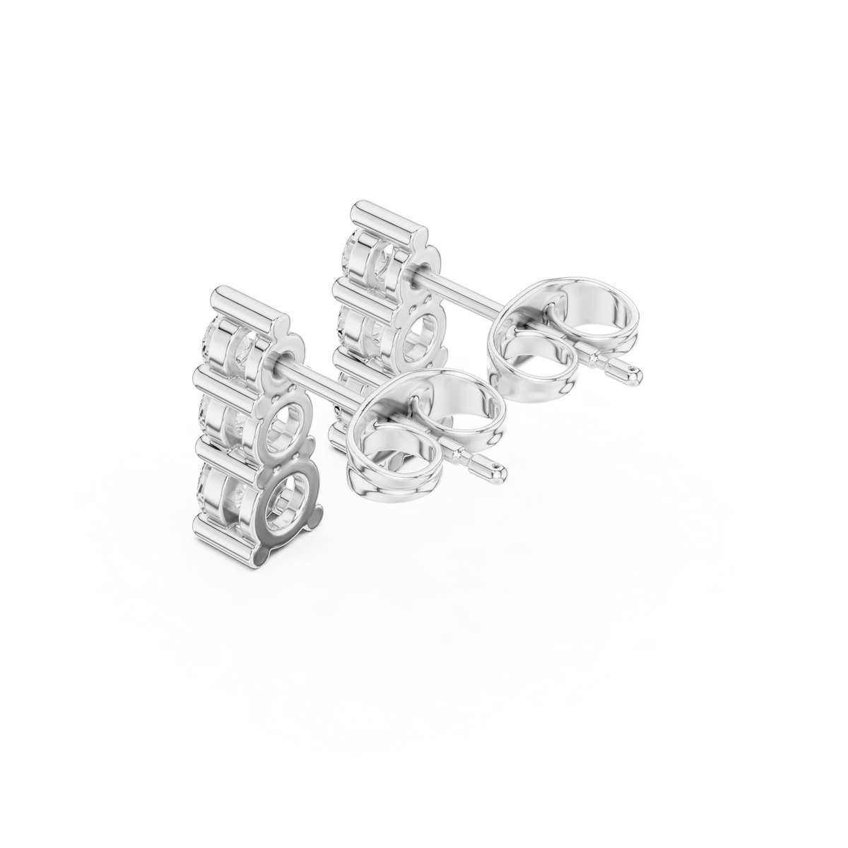 Triple Round Lab Diamond Drop Stud Earrings for Timeless Everyday - View 7