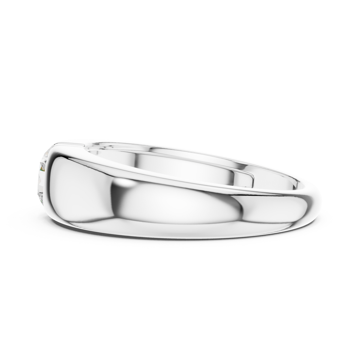 Round Cut Lab Grown Diamond Men's Heavy Gold Statement Ring - View 10