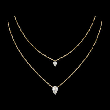 Layered Pear Cut Lab Grown Diamond Double Pendant Necklace