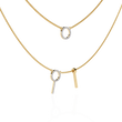 Layered Open Circle Bar Pendant Lab Grown Double Necklace - View 4