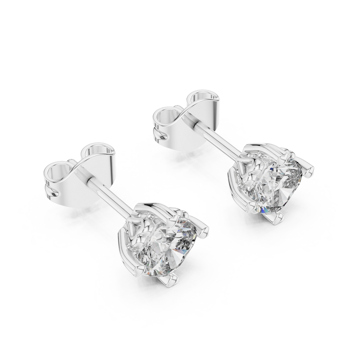Classic Cushion Cut Lab Diamond Stud Earrings with Four Prong Basket Setting - View 6