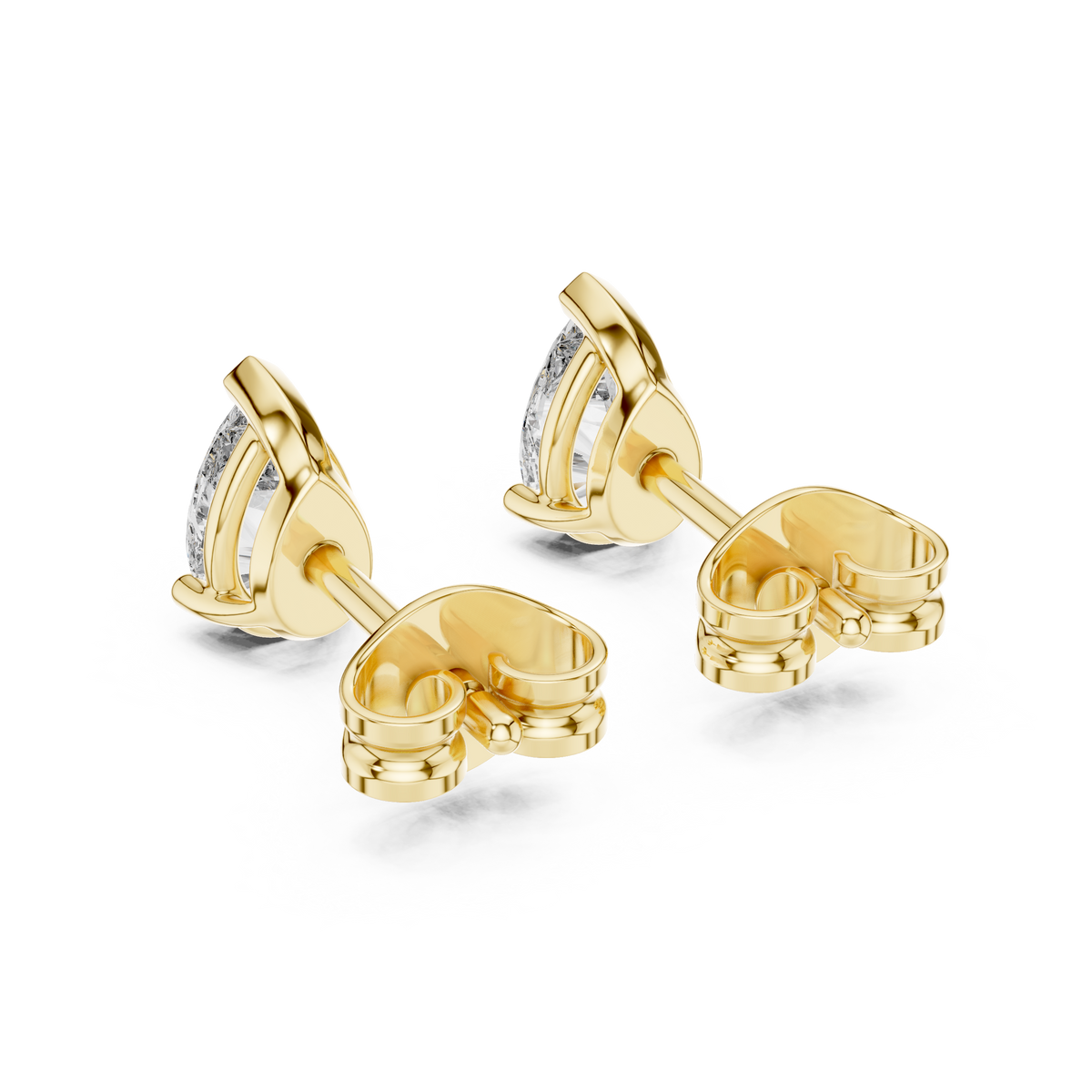 Pear Shaped Lab Diamond Stud Earrings with Classic Three Prong Setting - View 10