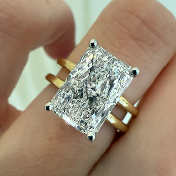 Elegant Radiant Moissanite Diamond Double Band Hidden Halo Ring