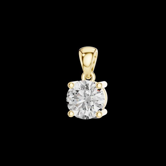Single Round Moissanite Diamond Solitaire Four Prong Charm Pendant