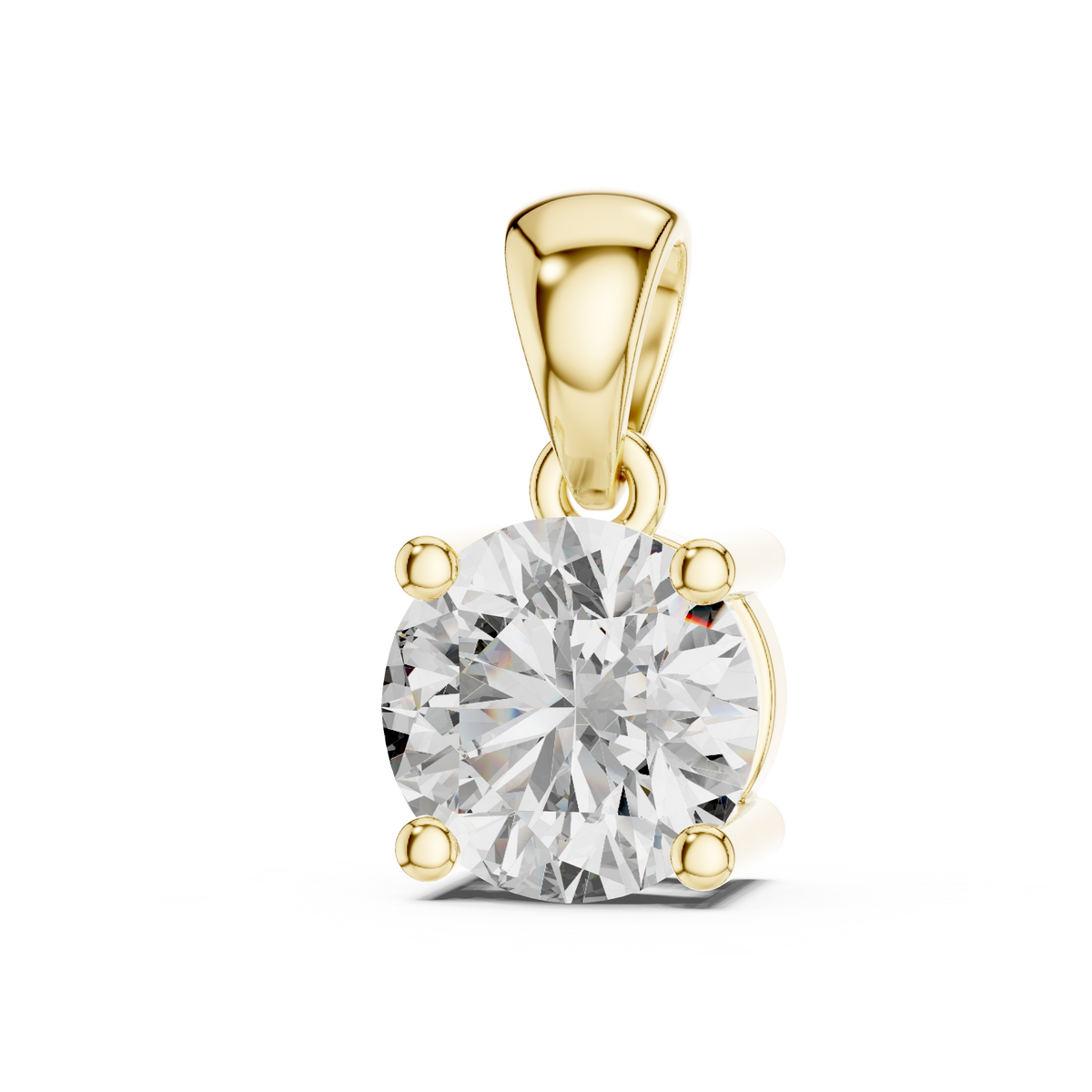 Single Round Moissanite Diamond Solitaire Four Prong Charm Pendant - View 2