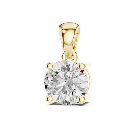 Single Round Moissanite Diamond Solitaire Four Prong Charm Pendant - View 2