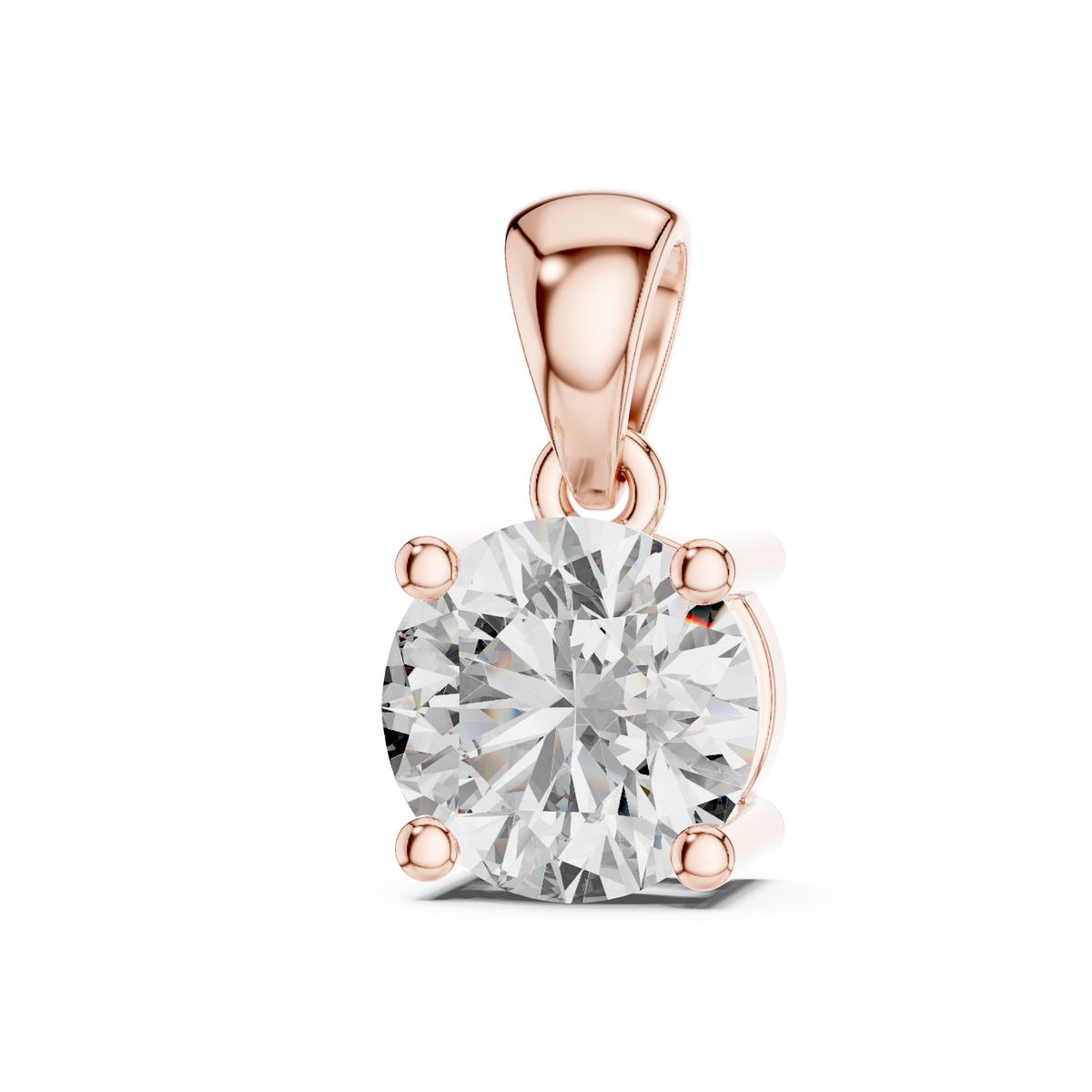 Single Round Moissanite Diamond Solitaire Four Prong Charm Pendant - View 3