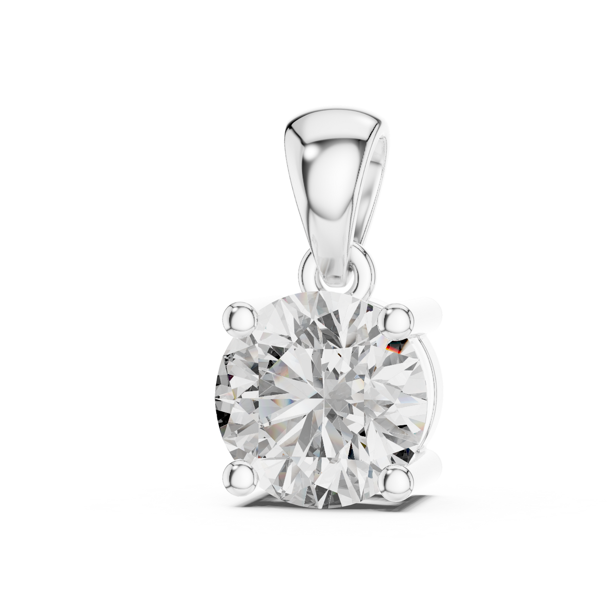 Single Round Lab Grown Diamond Solitaire Four Prong Charm Pendant - View 4