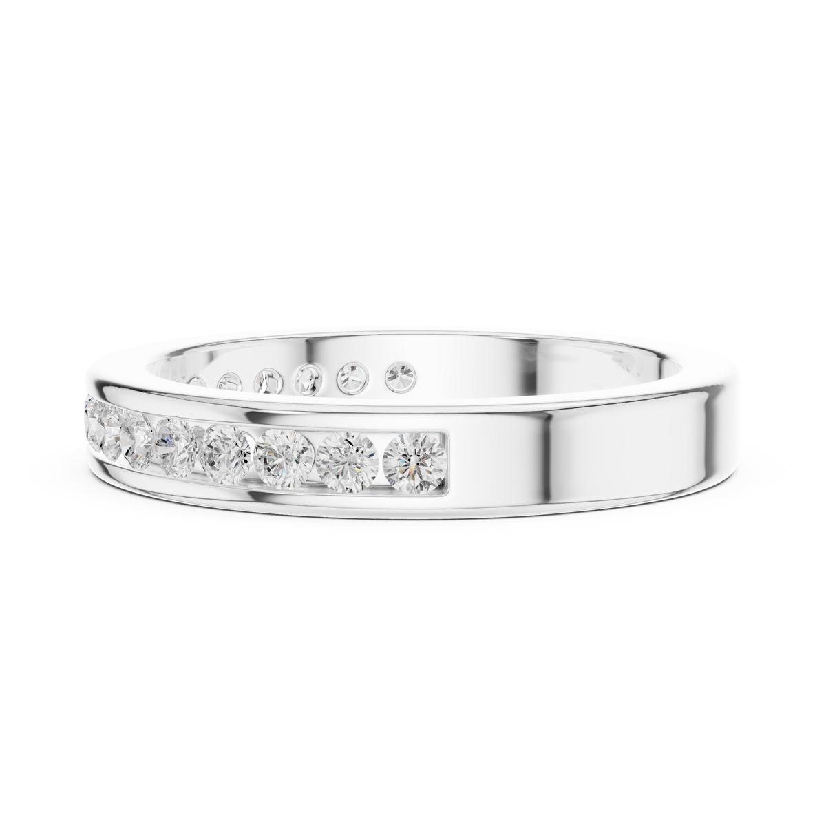 Modern Round Lab Diamond Channel Set Wedding Band - View 9